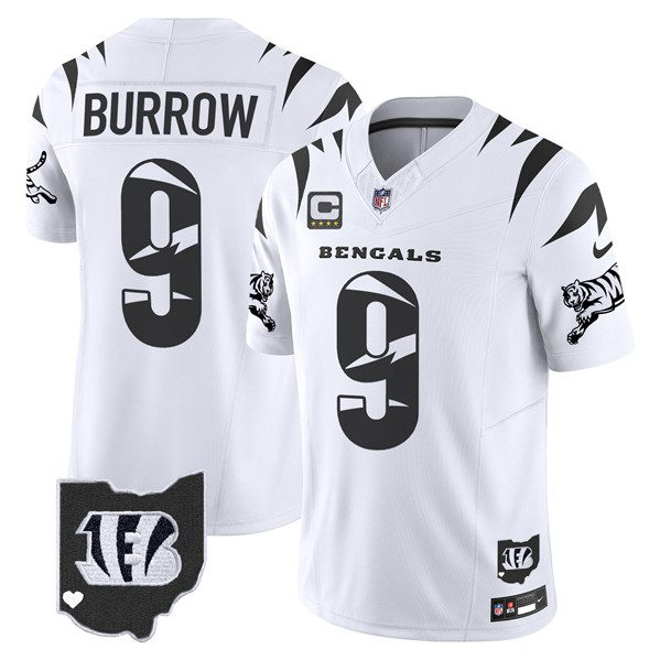 Men 2024 Nike Cincinnati Bengals #9 Burrow white Game Jersey->cincinnati bengals->NFL Jersey